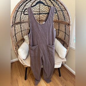 Rae Mode Brown Terry Jumpsuit Large